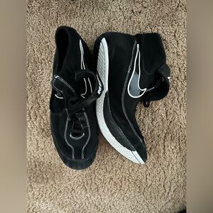 Black and White High-Top Wrestling Shoes